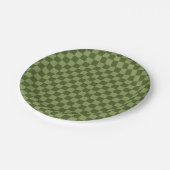 Moos Green Checkerboard Pappteller (Schrägansicht)