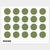 Moos Green Checkerboard Runder Aufkleber (Blatt)