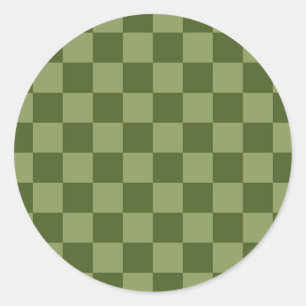 Moos Green Checkerboard Runder Aufkleber