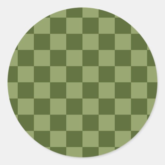Moos Green Checkerboard Runder Aufkleber (Vorderseite)
