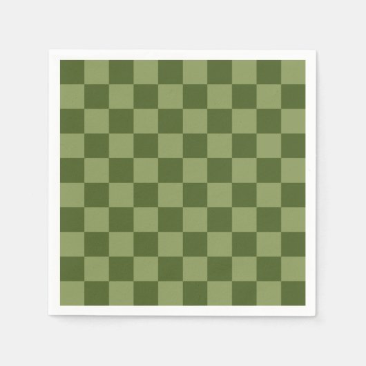 Moos Green Checkerboard Serviette (Vorderseite)