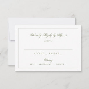 Moos Grün Klassische Kalligrafie Hochzeit RSVP Karte