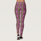 Moos-grünes Rosa und Limone Leggings (Rückseite)