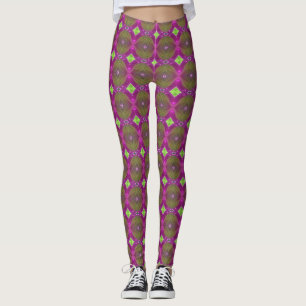 Moos-grünes Rosa und Limone Leggings