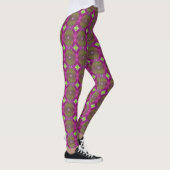 Moos-grünes Rosa und Limone Leggings (Rechts)