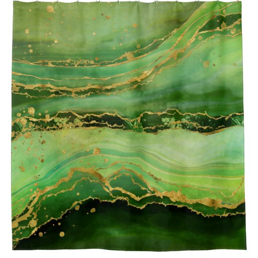Moos-Malachite-Wellen Duschvorhang (Vorderseite)