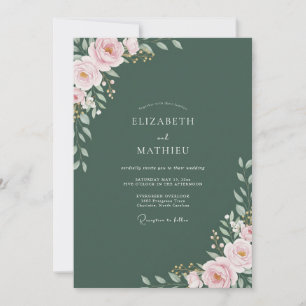 Moos-Mauve-Aquarell-Hochzeit Einladung