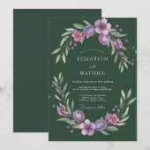 Moos-Pflaume-Blatt-Hochzeit Einladung (Vorne/Hinten)