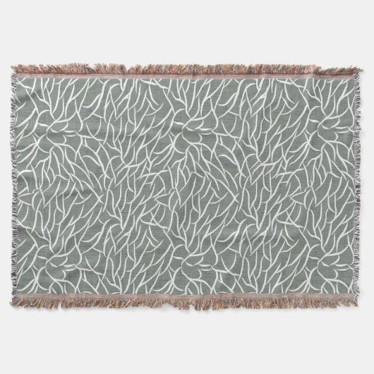 Moos-Salbei-grün boho kahle Korallenäste  Decke (Vorderseite)