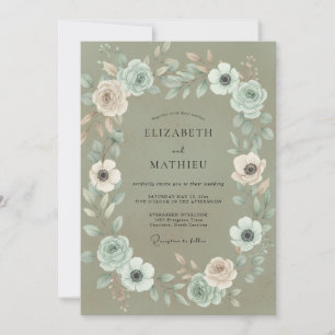 Moos Teal Blatt Hochzeit Einladung