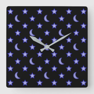Moos und Sternmuster Quadratische Wanduhr
