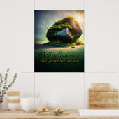 Moos wächst auf dem geduldigen Stein Poster (Küche)