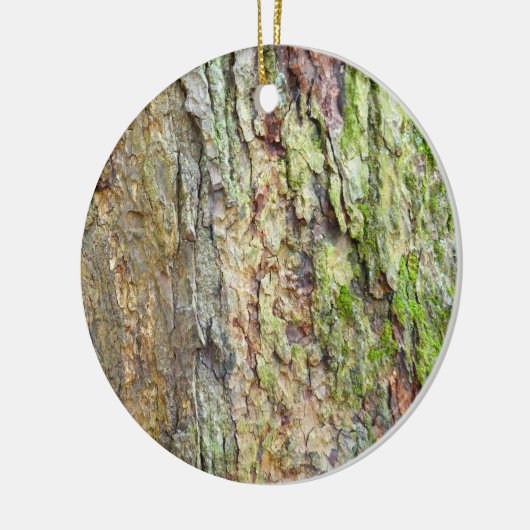 Moosbedeckte Baumrinde Keramik Ornament (Links)