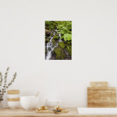 Moosbedeckte Felsen mit verschwommenem Wasser und Poster (Küche)