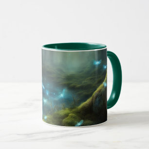 Moosbedeckter Zauberwald blaue Libellen Tasse
