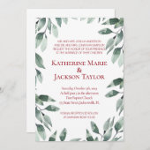 Moosbeer-u. Salbei-Grün-Hochzeits-Einladung Einladung (Vorne/Hinten)