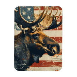 Moose American Flag Vintag Magnet
