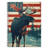 Moose American Flag Vintag Notizblock (Vorderseite)