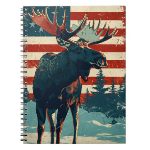 Moose American Flag Vintag Notizblock