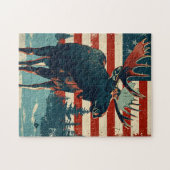 Moose American Flag Vintag Puzzle (Horizontal)