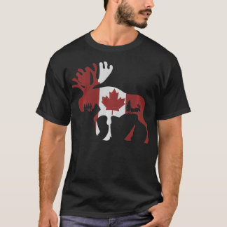 Moose Animal Canadian Flag Ahornblättriger Ahorn T-Shirt