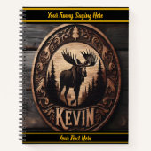 Moose Art auf dunklem Holzplakat Notizblock (Vorderseite)