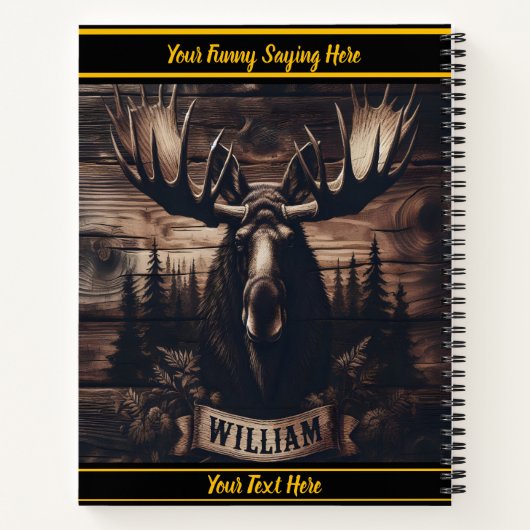 Moose Art auf rustikaler Holzkulisse Notizblock (Rückseite)