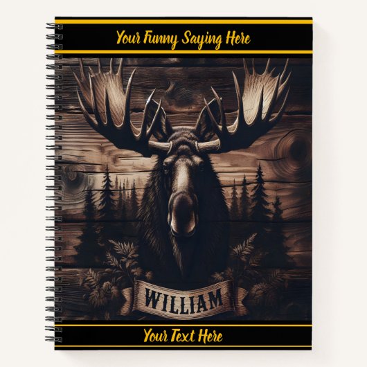 Moose Art auf rustikaler Holzkulisse Notizblock (Vorderseite)