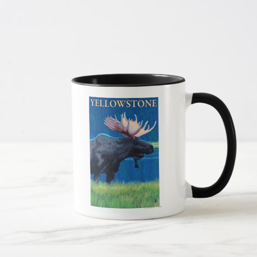 Moose at Night - Yellowstone Nationalpark Tasse (Rechts)