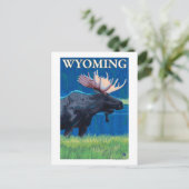 Moose at NightWyomingVintage Travel Poster Postkarte (Stehend Vorderseite)