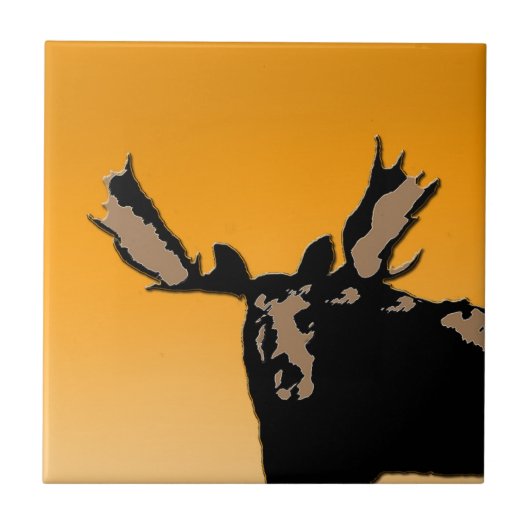 Moose at Sunset - Original Wildlife Art Fliese (Vorderseite)