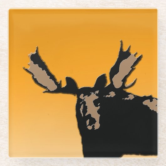 Moose at Sunset - Original Wildlife Art Glasuntersetzer (Vorderseite)