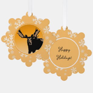 Moose at Sunset - Original Wildlife Art Ornament Karte