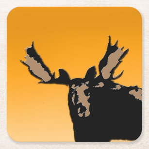 Moose at Sunset - Original Wildlife Art Rechteckiger Pappuntersetzer