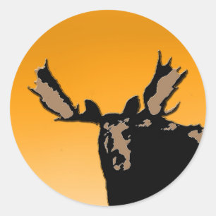 Moose at Sunset - Original Wildlife Art Runder Aufkleber