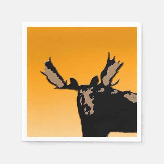 Moose at Sunset - Original Wildlife Art Serviette (Vorderseite)