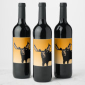 Moose at Sunset - Original Wildlife Art Weinetikett (Flaschen)