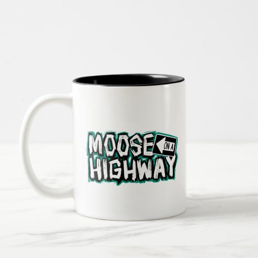Moose auf der Autobahn-Tasse Zweifarbige Tasse (Links)