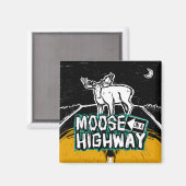 Moose auf einem Highway Magnet (Vorderseite/Rückseite)