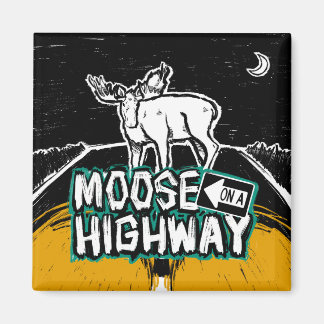Moose auf einem Highway Magnet