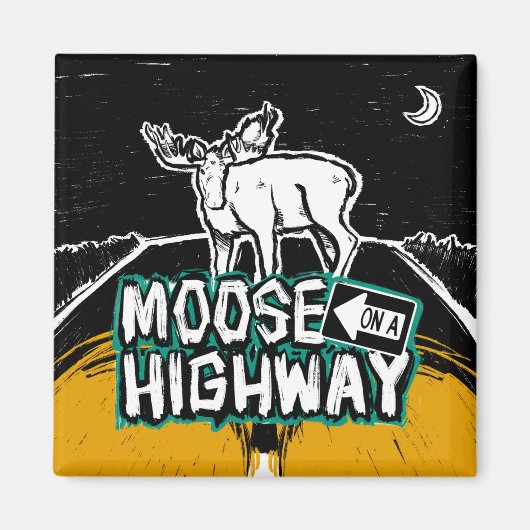 Moose auf einem Highway Magnet (Vorne)
