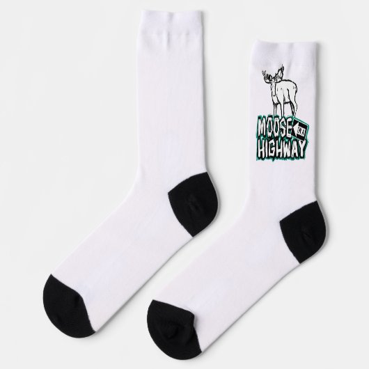 Moose auf Highway Socks Socken (Linkes Detail)