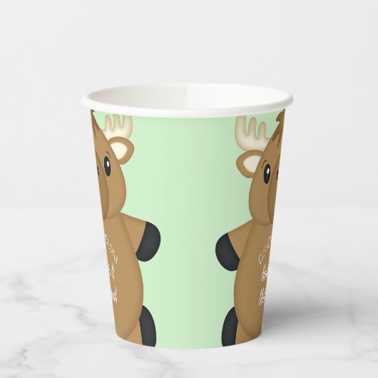 Moose Baby Dusche Green Pappbecher (Links)