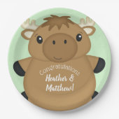 Moose Baby Dusche Green Pappteller (Vorderseite)