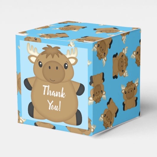 Moose Baby Shower Blue Boy Geschenkschachtel (Vorderseite)
