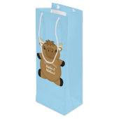 Moose Baby Shower Blue Boy Geschenktüte Für Weinflaschen (Rückseite Schrägansicht)