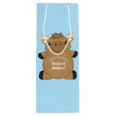 Moose Baby Shower Blue Boy Geschenktüte Für Weinflaschen (Rückseite)
