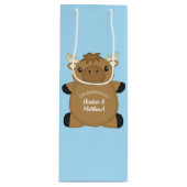 Moose Baby Shower Blue Boy Geschenktüte Für Weinflaschen (Vorderseite)