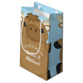 Moose Baby Shower Blue Boy Kleine Geschenktüte (Rückseite Schrägansicht)