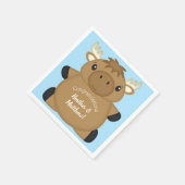 Moose Baby Shower Blue Boy Serviette (Ecke)